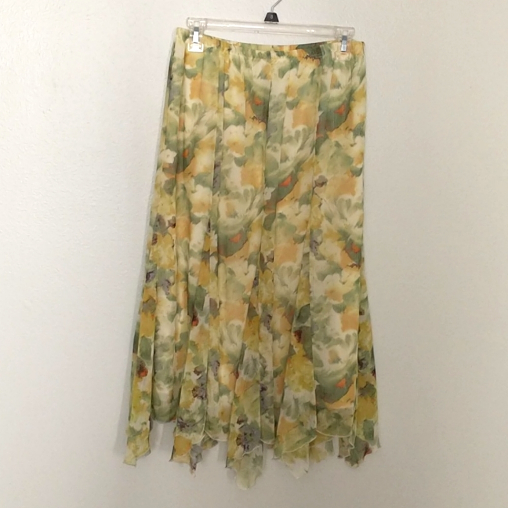 (S5) Dressbarn yellow handkerchief hem skirt Sz S